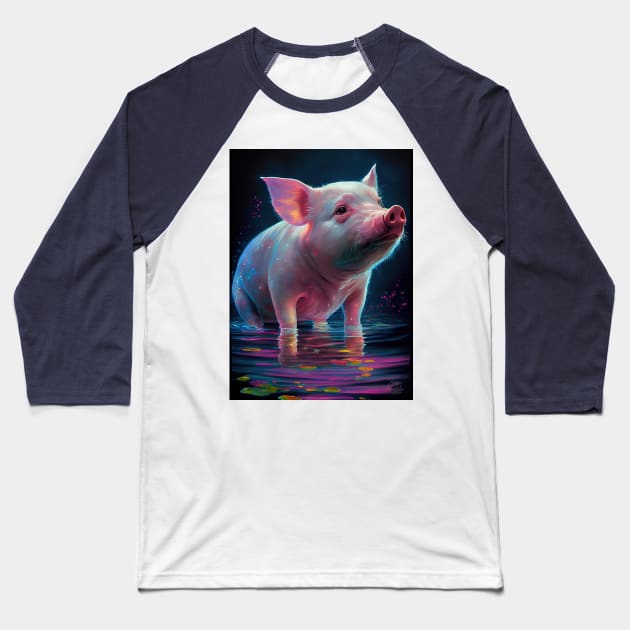 Farm Pig Art Baseball T-Shirt by ABART BY ALEXST 